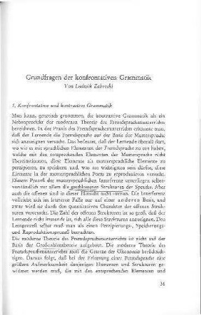 Grundfragen der konfrontativen Grammatik