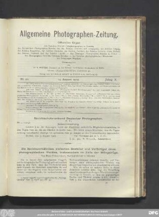 Nr. 20. 14. August 1903. Jahrg. X.