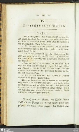 IV. Einrichtungen Moses
