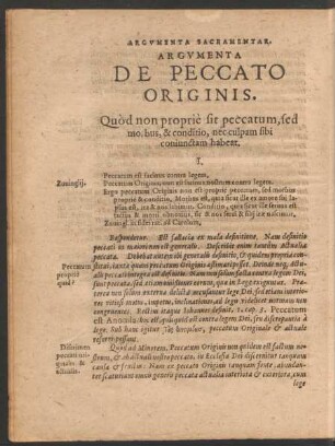 Argumenta De Peccato Originis.
