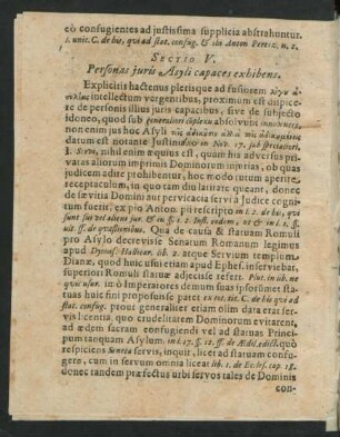 Sectio V. Personas iuris Asyli capaces exhibens.