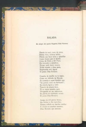 Balada : En elogio del poeta Eugenio Díaz Romero [y] Envío