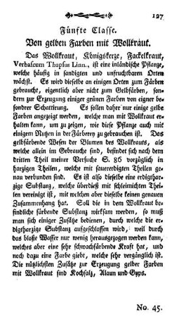 Fünfte Classe. Von gelben Farben mit Wollkraut