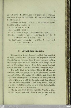 I. Organische Säuren