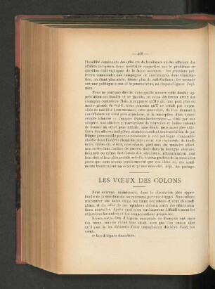 Les Voeux des Colons.