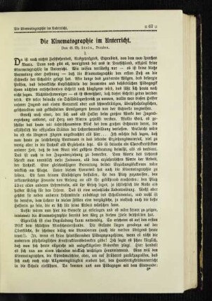 ¬Die¬ Kinematographie im Unterricht