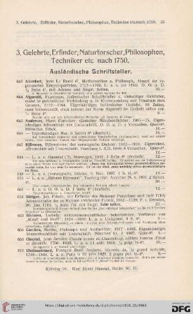 3. Gelehrte, Erfinder, Naturforscher, Philosophen, Techniker etc. nach 1750 (Nr. 643 - 785)