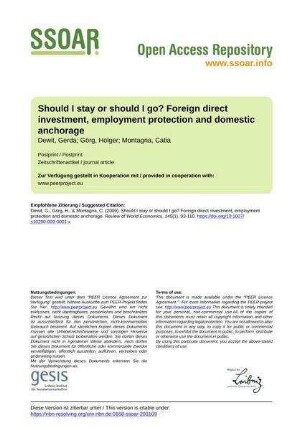 Should I stay or should I go? Foreign direct investment, employment protection and domestic anchorage