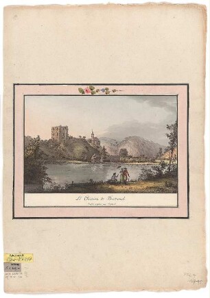 Ansicht von Tharandt, Stich, um 1800 : Jentzsch, Johann Gottfried : Le Chateau de Tharand / dessiné et gravé par Jentzsch. - [S.l.] , [um 1800]. - 1 Kunstbl. : color. Stich ; 30 x 19 cm