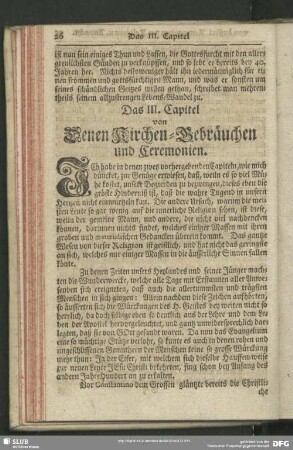 Das III. Capitel von Denen Kirchen-Gebräuchen und Ceremonien