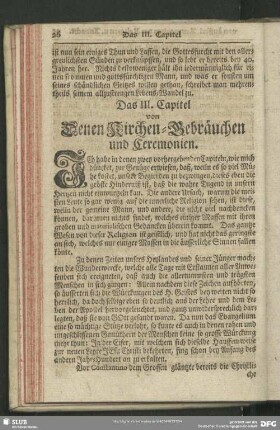 Das III. Capitel von Denen Kirchen-Gebräuchen und Ceremonien
