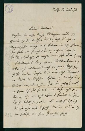 Brief vom 13. Oktober 1878