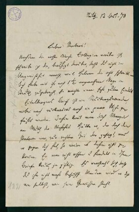 Brief vom 13. Oktober 1878