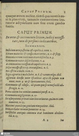 Caput Primum. De ortu & incremento litium, iudicij necessitate, tum de personis indicantibus