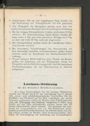 Lootsen-Ordnung für die Dresdner Brücken-Lootsen.