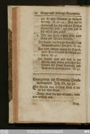 Evangelium am Sonntage Quasimodogeniti. Joh. XX, 19 - 31.