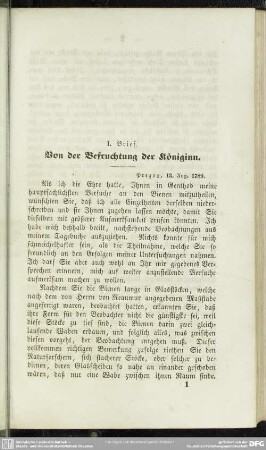1. Brief. Von der Befruchtung der Königinn