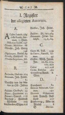 I. Register der allegirten Autorum