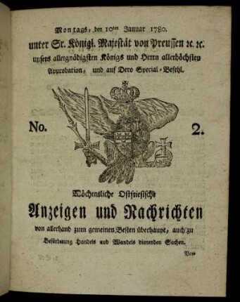 No. 2. Montags, den 10ten Januar 1780.