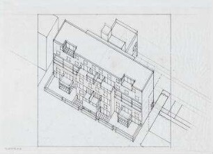 Offener Bauwettbewerb Sommerstraße/Klemkestraße (nicht realisiert), 5. Preis – Axonometrische Projektion. Berlin-Reinickendorf, Sommerstraße/Klemkestraße