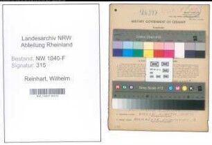 Entnazifizierung Wilhelm Reinhart , geb. 06.02.1905 (Zollsekretaer)