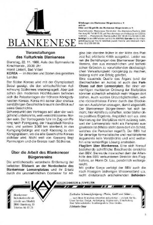Über die Arbeit des Blankeneser Bürgervereins