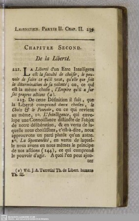 Chapitre Second. De la Liberté