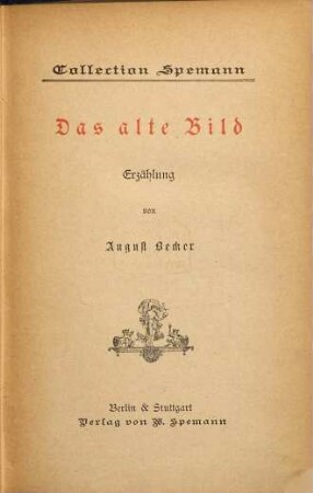 Das alte Bild Erzählung von August Becker