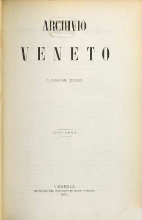 Archivio Veneto. 18. 1879