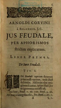 Ius feudale per Aphorismos strictim explicatum