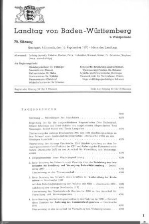 79. Sitzung, Stuttgart, 16.9.1970