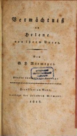 Vermächtniß an Helene von ihrem Vater