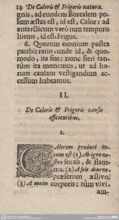 II. De Caloris & Frigoris causis efficientibus.