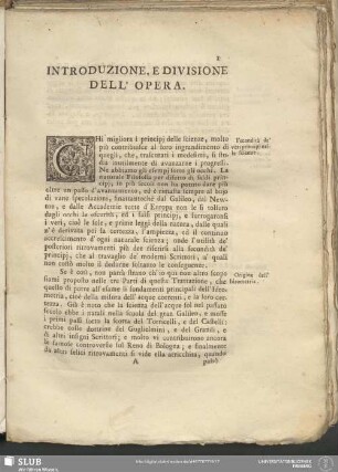 Introduzione, E Divisione Dell' Opera