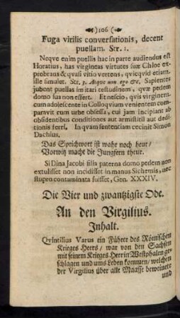 Die Vier und zwantzigste Ode. An den Virgilius
