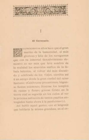 I. El Centenario