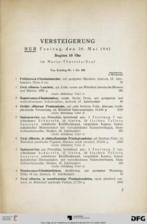 Nur Freitag, den 30. Mai 1941, Beginn 15 Uhr im Maria-Theresia-Saal (Nr. 1-200)