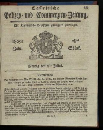 28tes Stueck, Montag den 8ten Julius 1805
