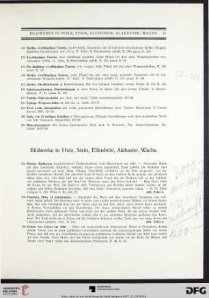 Bildwerke in Holz, Stein, Elfenbein, Alabaster, Wachs (Nr. 202-241)