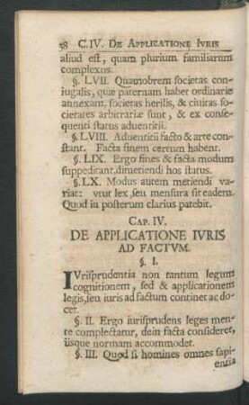 Cap. IV. De Applicatione Iuris Ad Factum