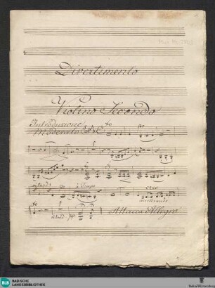 Divertimentos - Don Mus.Ms. 2803 : orch; E|b