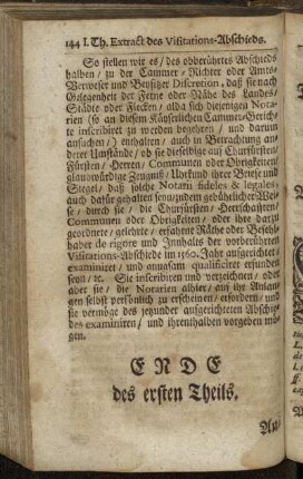 [Extract des Visitations-Abschieds.]