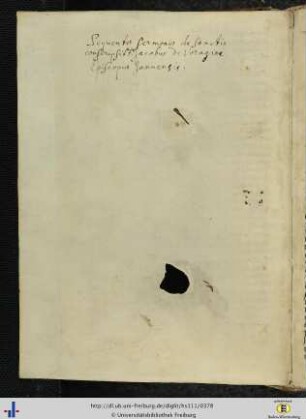 [187v] Nachtrag des 17. Jhs.: Sequentes sermones de sanctis conscripsit F. Jacobus de Voragine Episcopus Januensis.