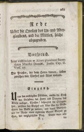 Rede Ueber die Quellen des Un- und Aberglaubens, und die Mittlen, solche abzugraben.