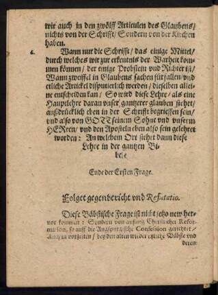 Folget gegenbericht und Refutatio.