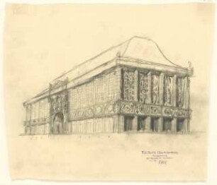 Monumentales Gebäude, Kaufhaus (?): Perspektivische Ansicht