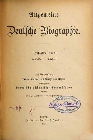 Allgemeine Deutsche Biographie, 30. v. Rusdorf - Scheller