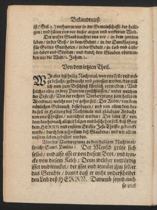 Von dem letzten Theil.