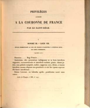 Priviléges accordés à la couronne de France par le Saint-Siége : publ. d'après les orig. conservés aux archives de l'Empire et a la Bibliothèque Impériale