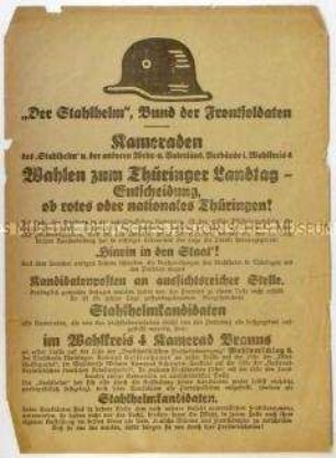 Aufruf des Stahlhelm zur thüringischen Landtagswahl 1927